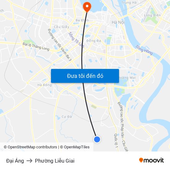 Đại Áng to Phường Liễu Giai map