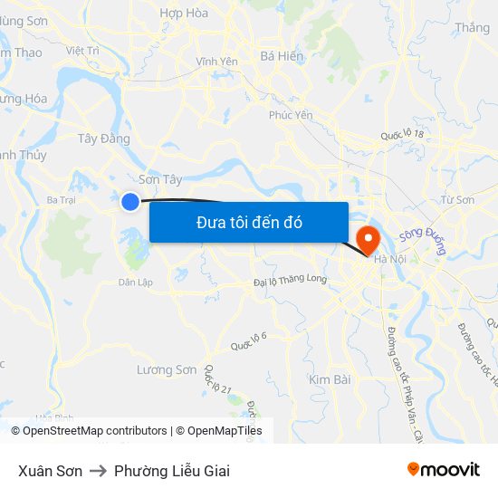 Xuân Sơn to Phường Liễu Giai map