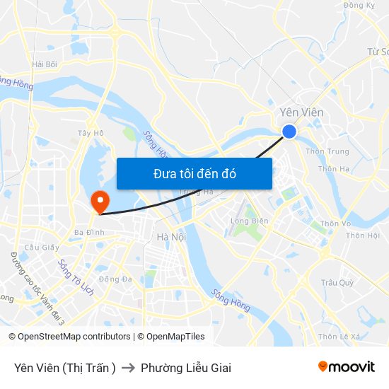 Yên Viên (Thị Trấn ) to Phường Liễu Giai map