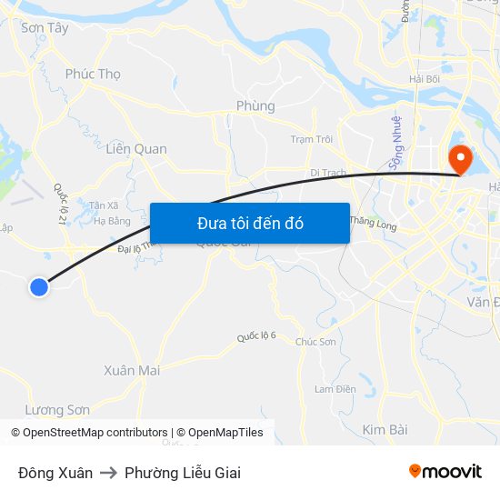 Đông Xuân to Phường Liễu Giai map