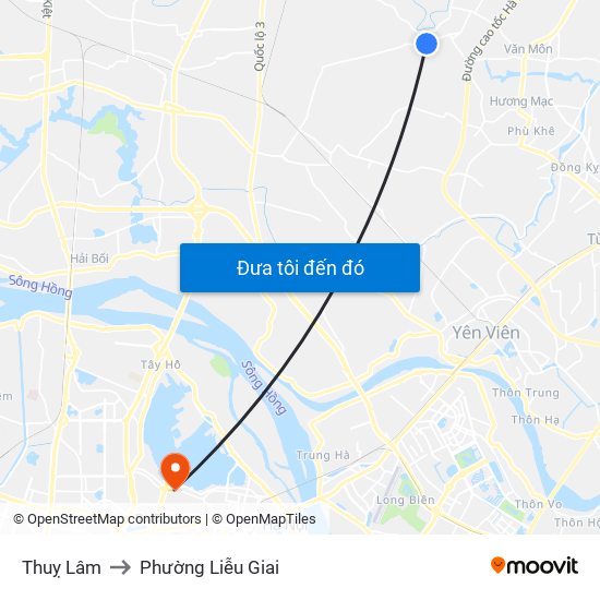 Thuỵ Lâm to Phường Liễu Giai map