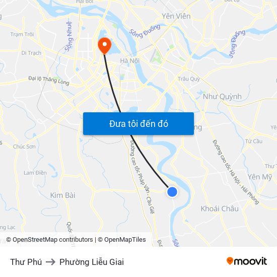 Thư Phú to Phường Liễu Giai map