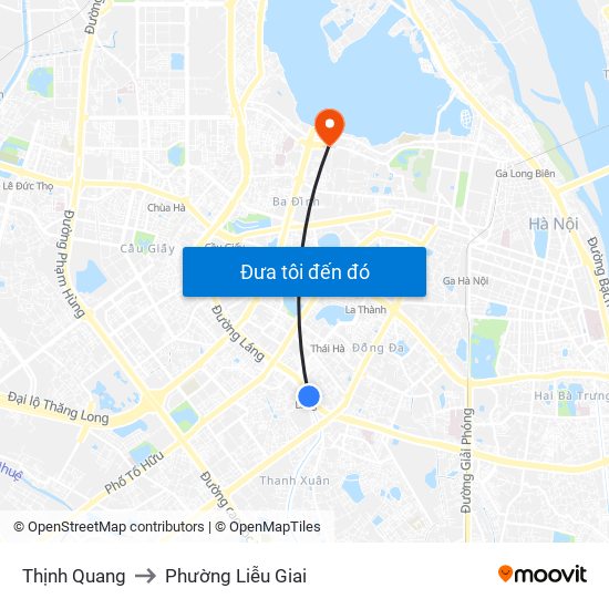 Thịnh Quang to Phường Liễu Giai map