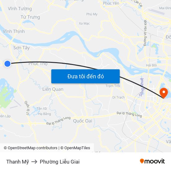 Thanh Mỹ to Phường Liễu Giai map