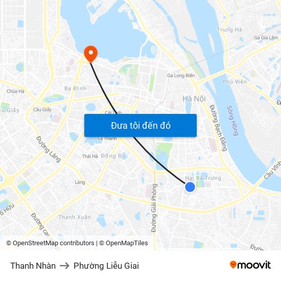 Thanh Nhàn to Phường Liễu Giai map
