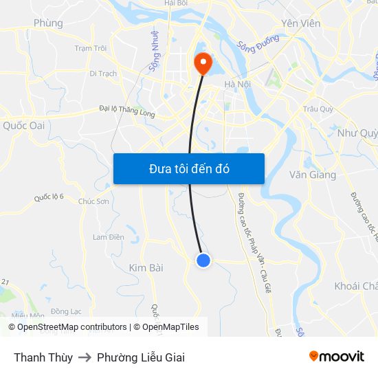 Thanh Thùy to Phường Liễu Giai map