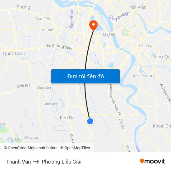 Thanh Văn to Phường Liễu Giai map