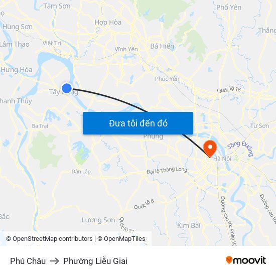 Phú Châu to Phường Liễu Giai map