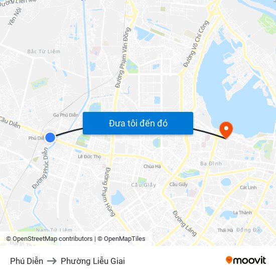 Phú Diễn to Phường Liễu Giai map