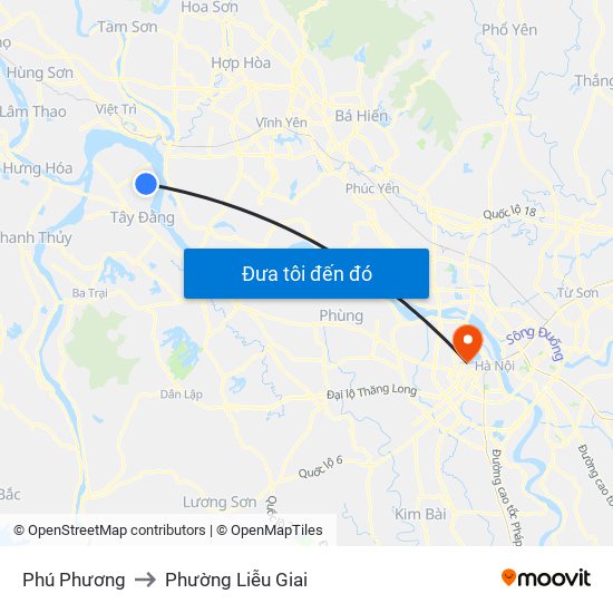 Phú Phương to Phường Liễu Giai map