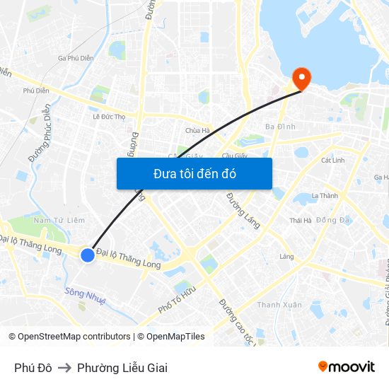 Phú Đô to Phường Liễu Giai map