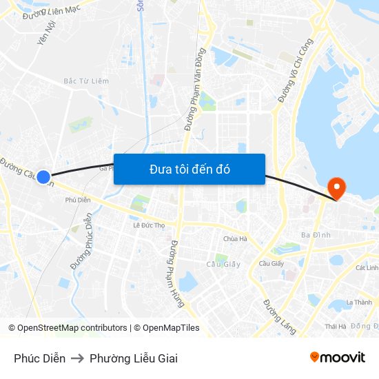 Phúc Diễn to Phường Liễu Giai map