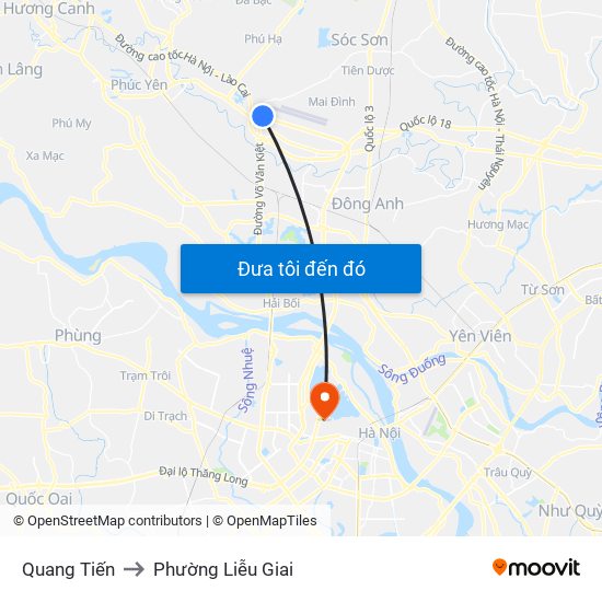 Quang Tiến to Phường Liễu Giai map
