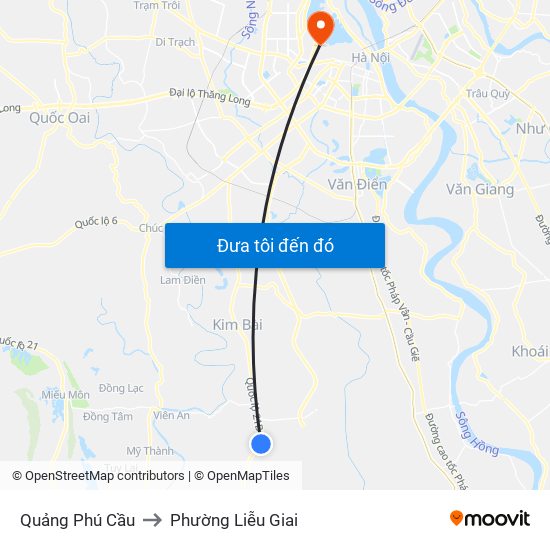 Quảng Phú Cầu to Phường Liễu Giai map