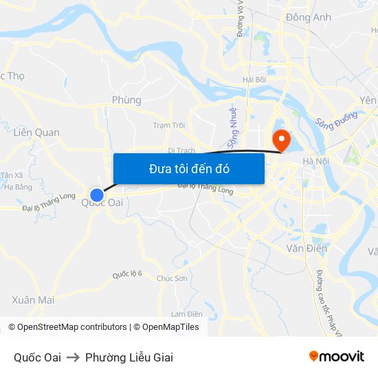 Quốc Oai to Phường Liễu Giai map