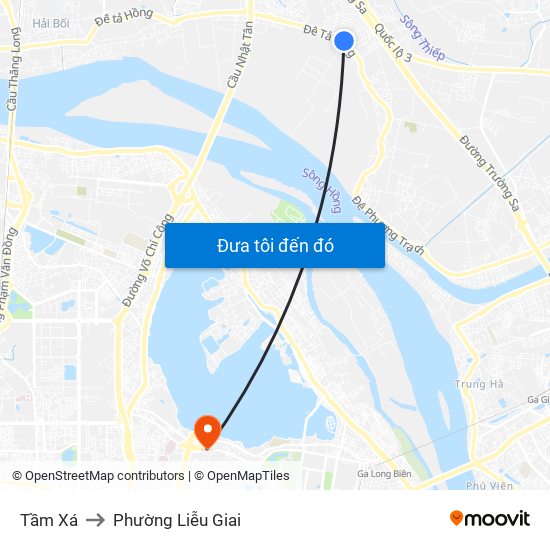 Tầm Xá to Phường Liễu Giai map