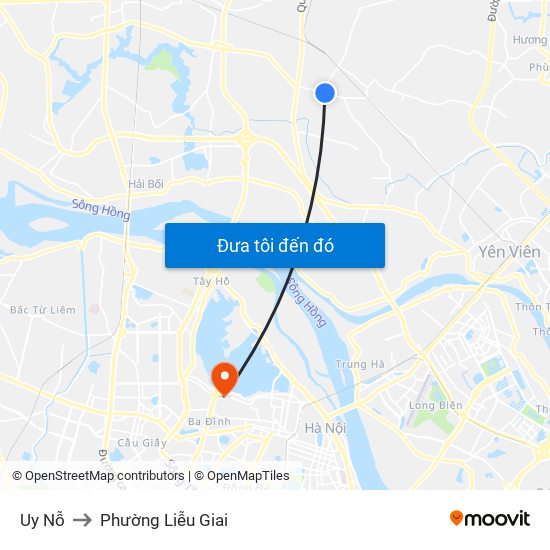 Uy Nỗ to Phường Liễu Giai map