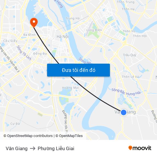 Văn Giang to Phường Liễu Giai map