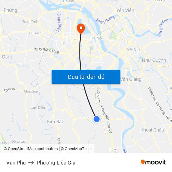 Văn Phú to Phường Liễu Giai map