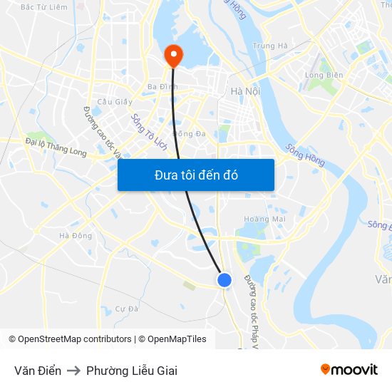 Văn Điển to Phường Liễu Giai map