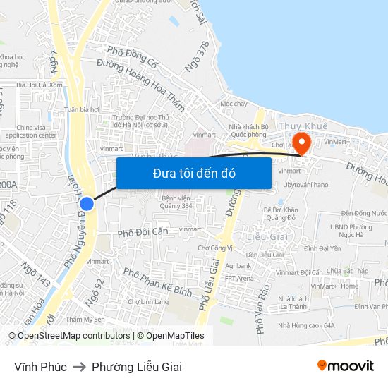 Vĩnh Phúc to Phường Liễu Giai map