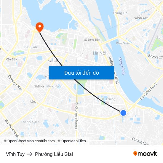 Vĩnh Tuy to Phường Liễu Giai map