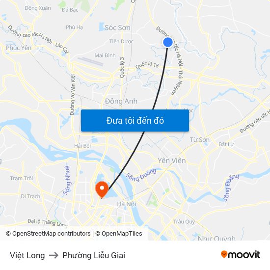 Việt Long to Phường Liễu Giai map