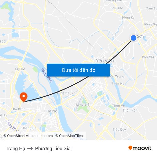 Trang Hạ to Phường Liễu Giai map