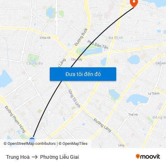 Trung Hoà to Phường Liễu Giai map