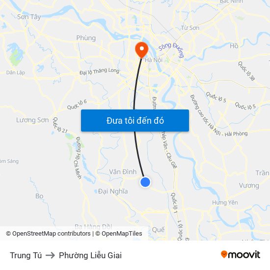 Trung Tú to Phường Liễu Giai map