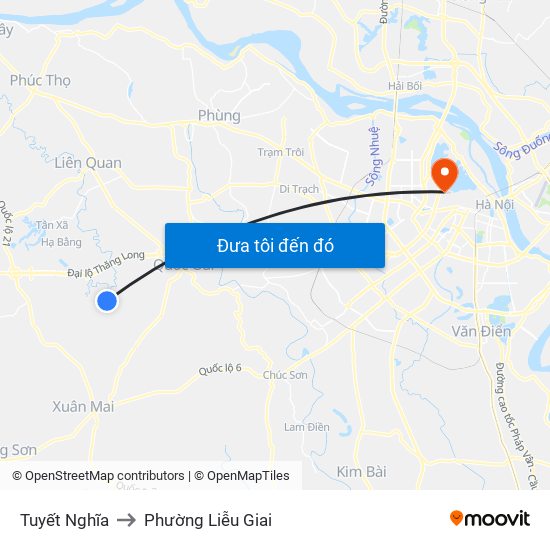 Tuyết Nghĩa to Phường Liễu Giai map