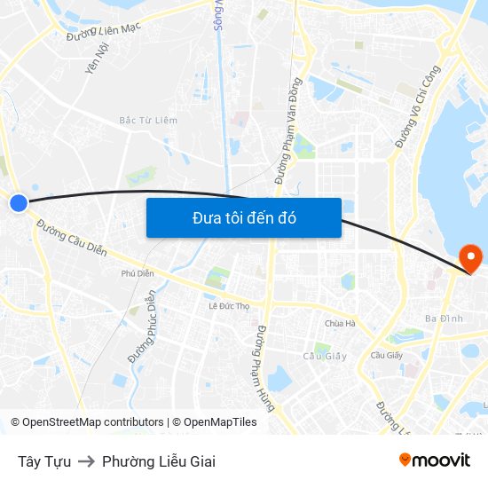 Tây Tựu to Phường Liễu Giai map