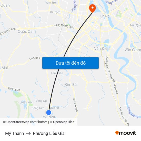 Mỹ Thành to Phường Liễu Giai map