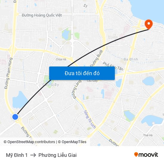 Mỹ Đình 1 to Phường Liễu Giai map