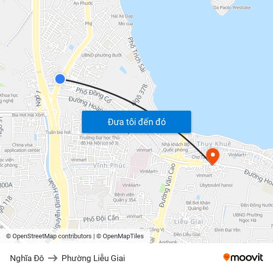 Nghĩa Đô to Phường Liễu Giai map