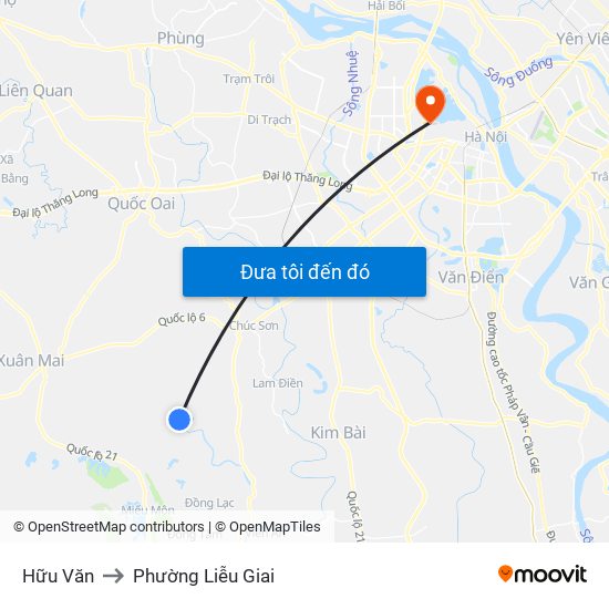 Hữu Văn to Phường Liễu Giai map