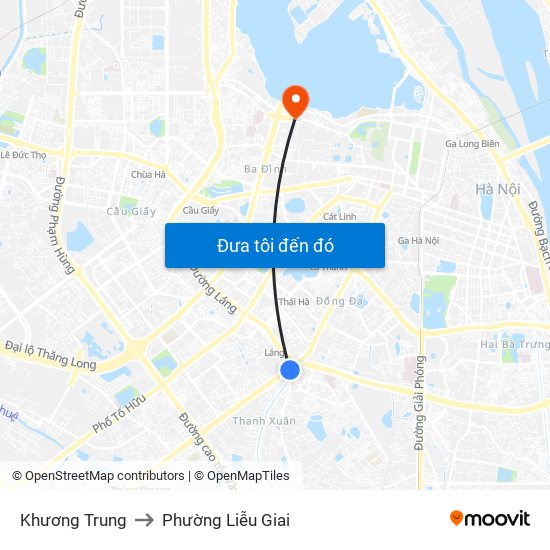 Khương Trung to Phường Liễu Giai map