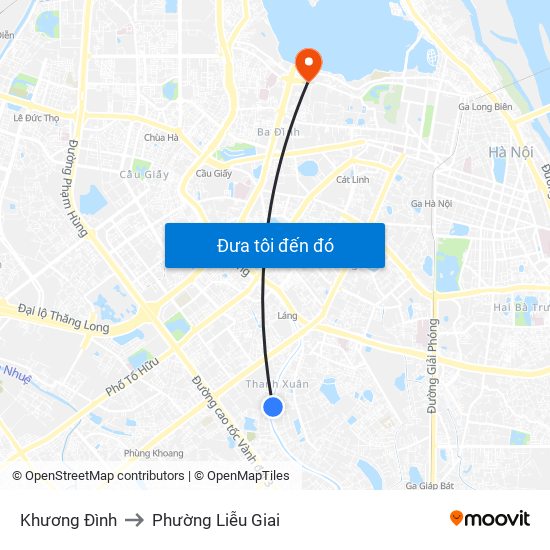 Khương Đình to Phường Liễu Giai map