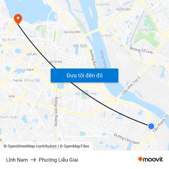 Lĩnh Nam to Phường Liễu Giai map