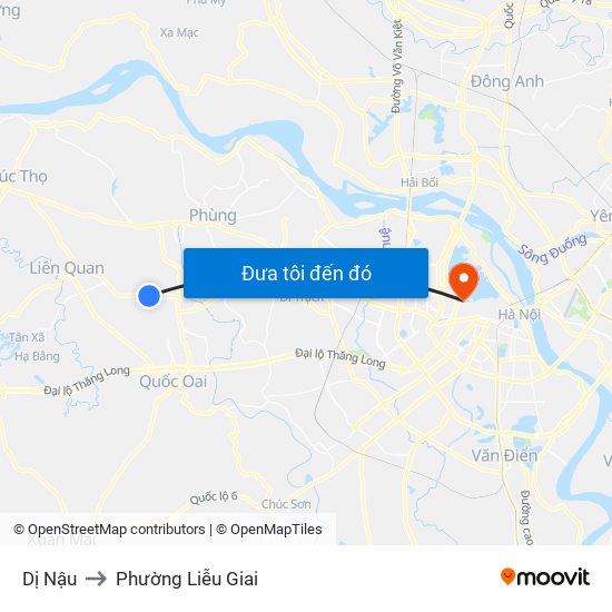 Dị Nậu to Phường Liễu Giai map