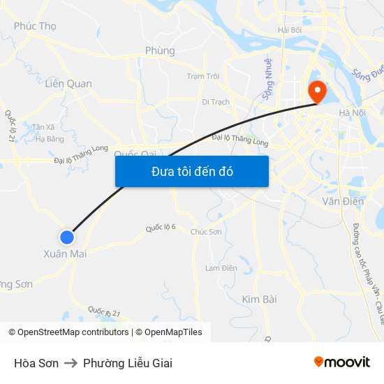 Hòa Sơn to Phường Liễu Giai map