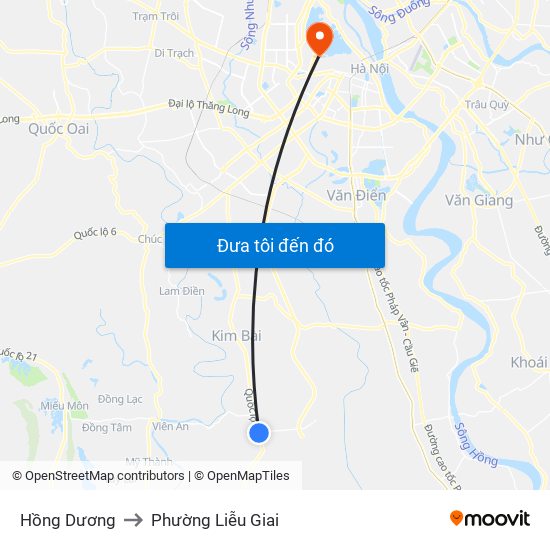 Hồng Dương to Phường Liễu Giai map