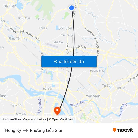 Hồng Kỳ to Phường Liễu Giai map