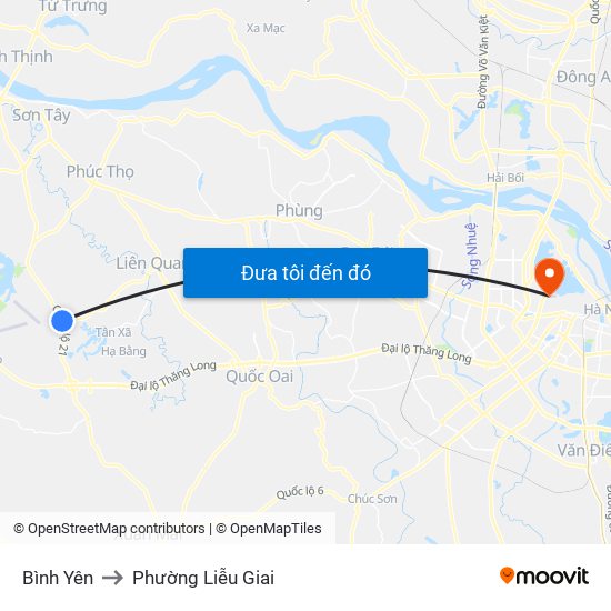 Bình Yên to Phường Liễu Giai map