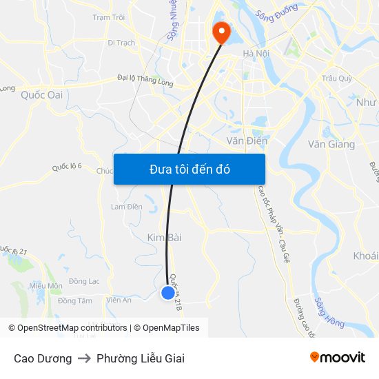 Cao Dương to Phường Liễu Giai map