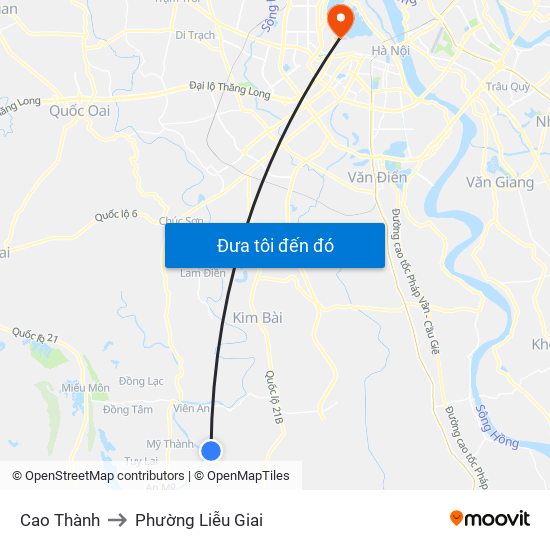 Cao Thành to Phường Liễu Giai map