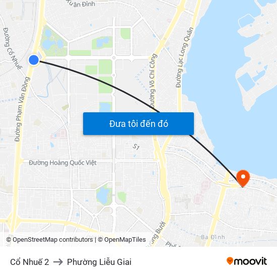 Cổ Nhuế 2 to Phường Liễu Giai map