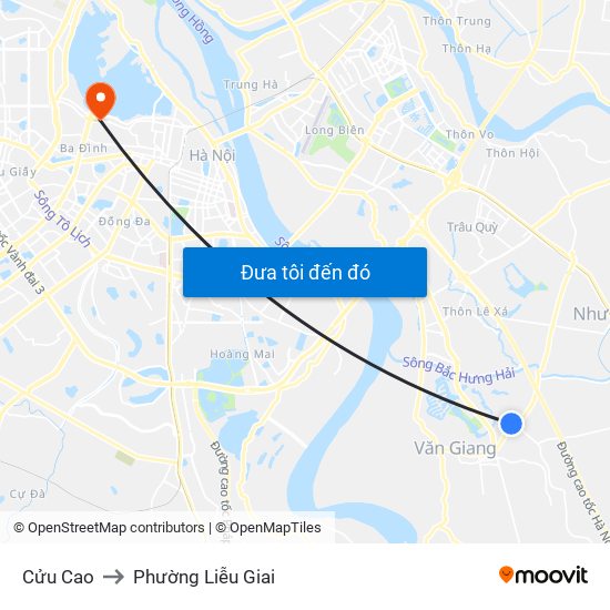 Cửu Cao to Phường Liễu Giai map