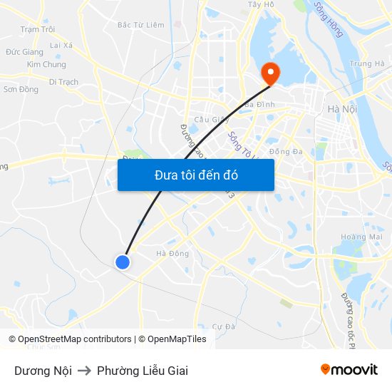 Dương Nội to Phường Liễu Giai map