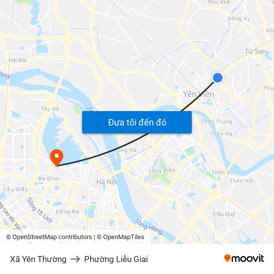 Xã Yên Thường to Phường Liễu Giai map